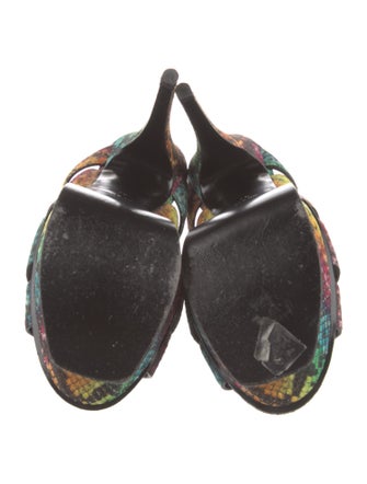 Saint Laurent Leather Floral Print T-Strap Sandals