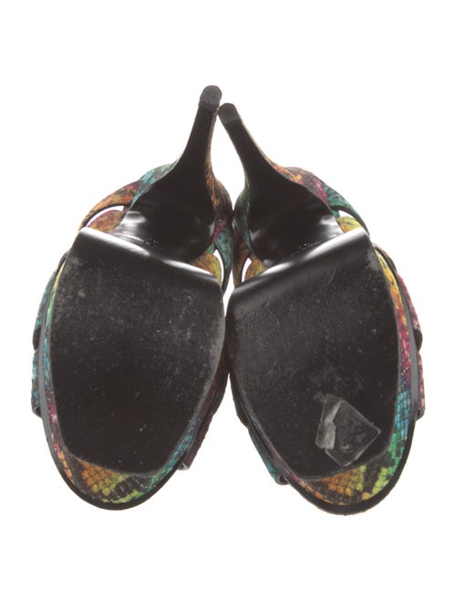 Saint Laurent Leather Floral Print T-Strap Sandals