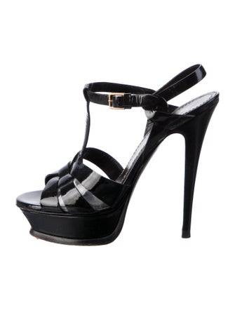 Yves Saint Laurent Patent Leather T-Strap Sandals