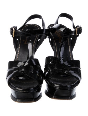 Yves Saint Laurent Patent Leather T-Strap Sandals