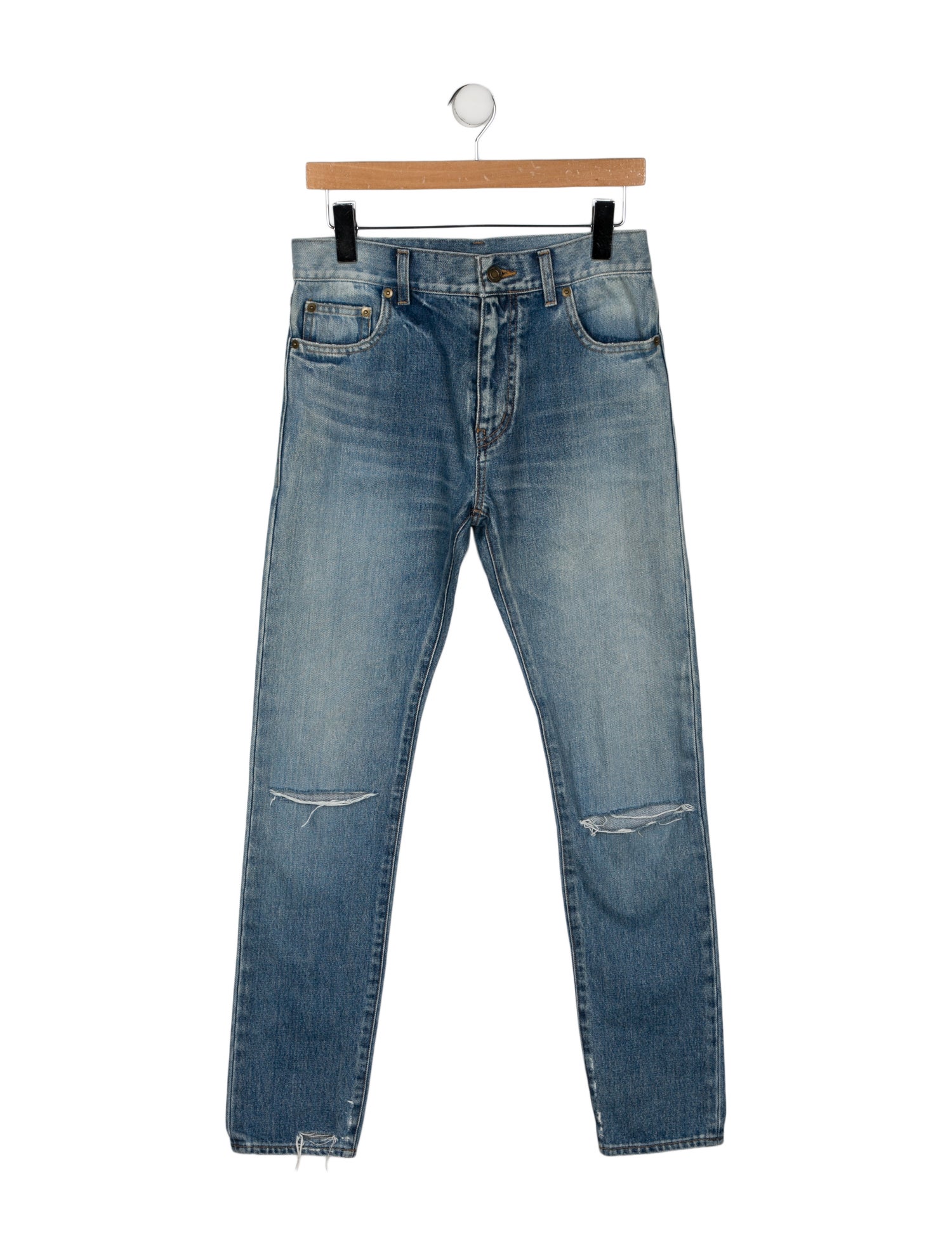 Saint Laurent High-Rise Straight Leg Jeans