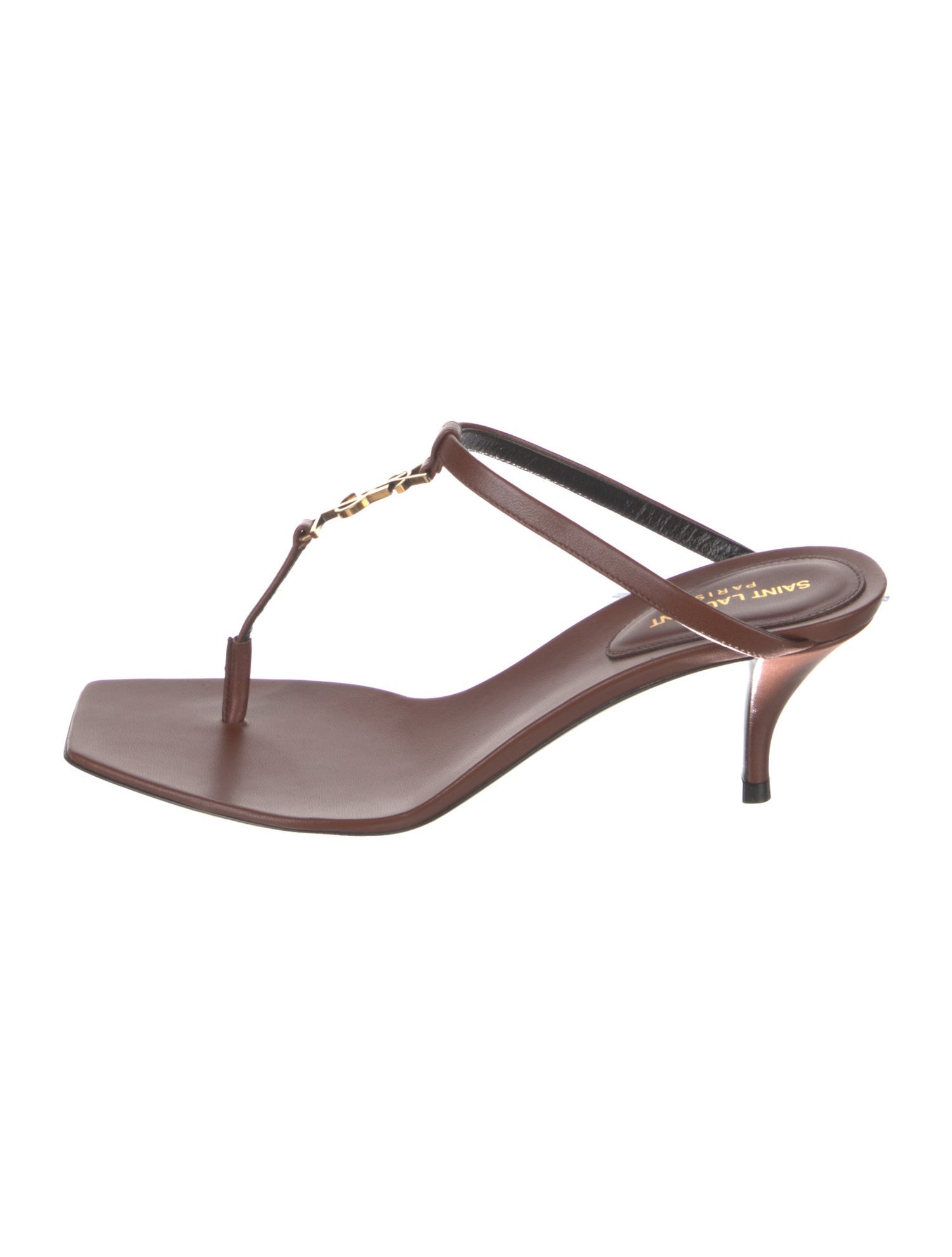 Saint Laurent Leather T-Strap Sandals w/ Tags