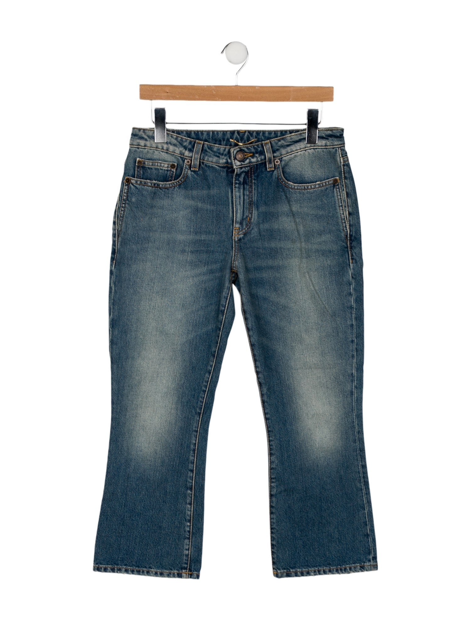 Saint Laurent Mid-Rise Straight Leg Jeans