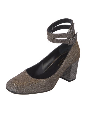 Saint Laurent Tweed Pattern Glitter Accents Pumps