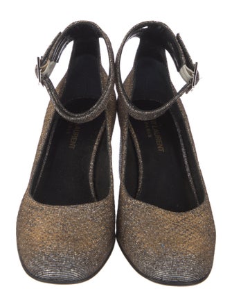 Saint Laurent Tweed Pattern Glitter Accents Pumps