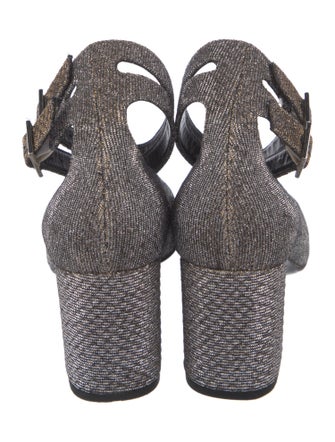 Saint Laurent Tweed Pattern Glitter Accents Pumps