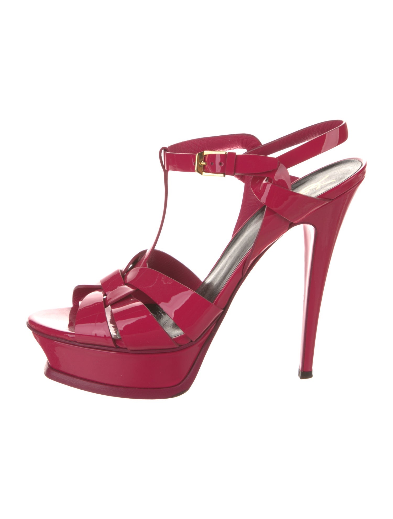 Saint Laurent Patent Leather T-Strap Sandals