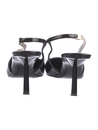 Saint Laurent Patent Leather Crystal Embellishments Slingback Pumps