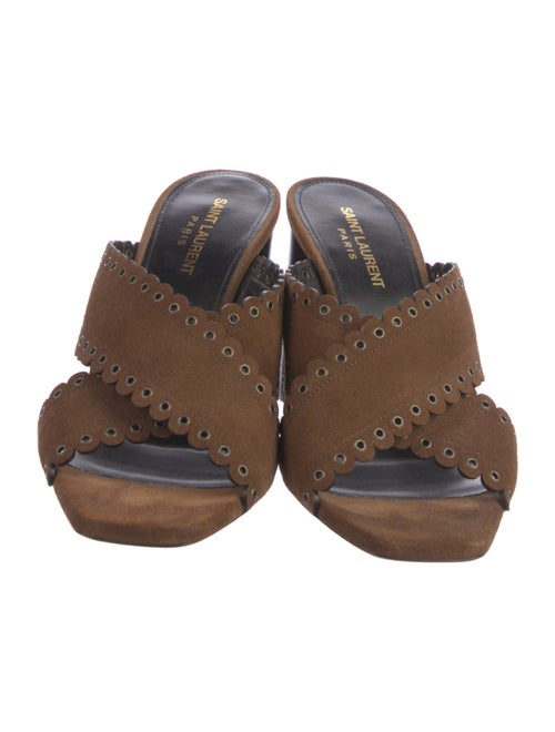 Saint Laurent Suede Eyelet Trim Slides
