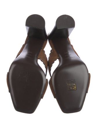 Saint Laurent Suede Eyelet Trim Slides