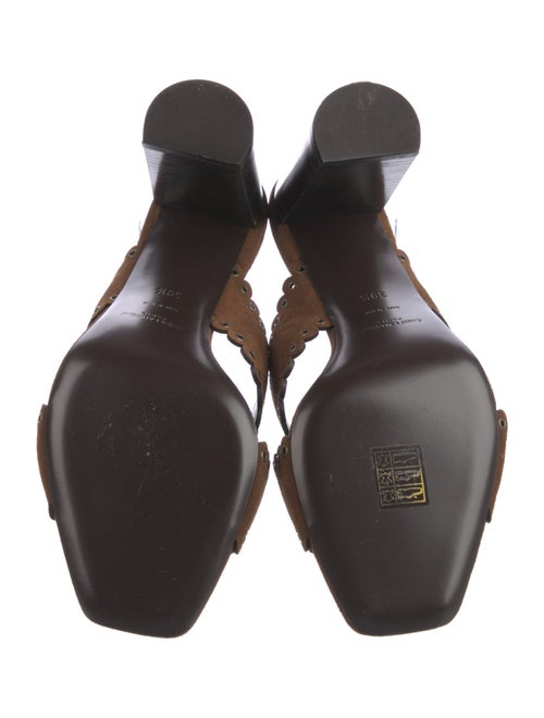 Saint Laurent Suede Eyelet Trim Slides