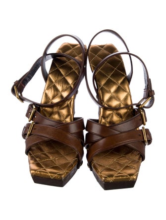 Saint Laurent Leather Animal Print Sandals