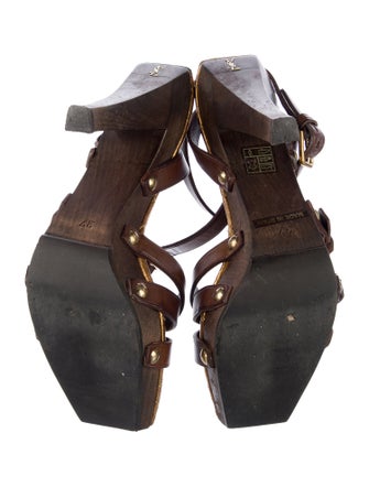 Saint Laurent Leather Animal Print Sandals