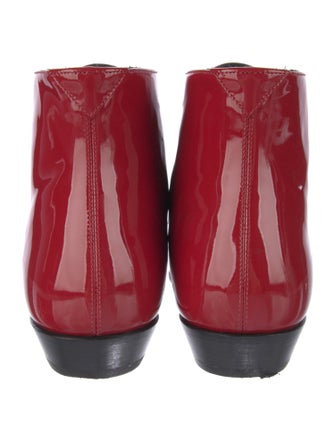 Saint Laurent Patent Leather Printed Lace-Up Boots