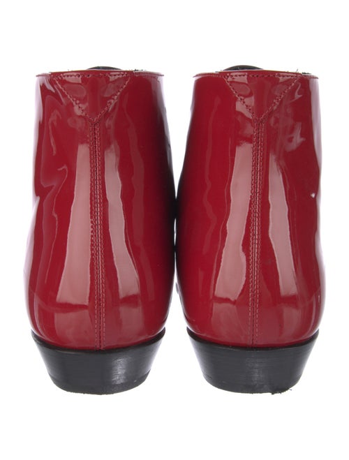 Saint Laurent Patent Leather Printed Lace-Up Boots