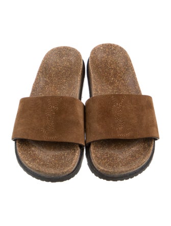 Saint Laurent Suede Embroidered Accent Slides
