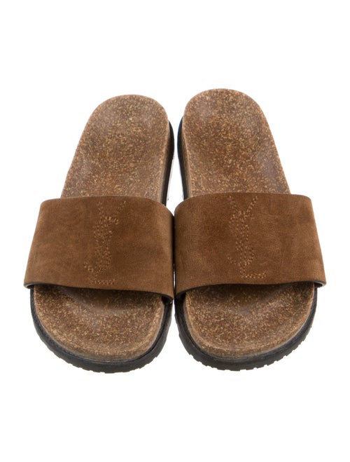 Saint Laurent Suede Embroidered Accent Slides