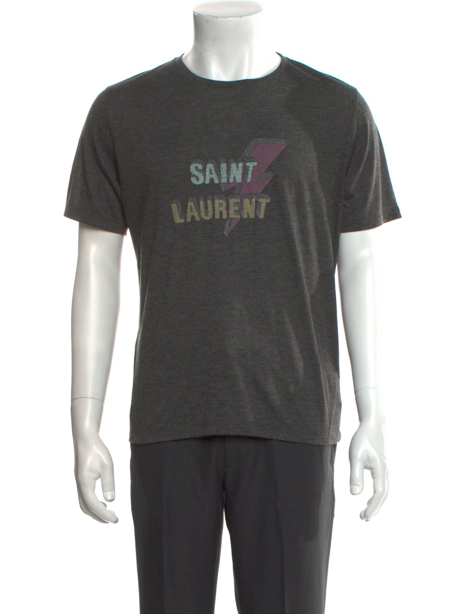 Saint Laurent 2017 Graphic Print T-Shirt - Grey T-Shirts