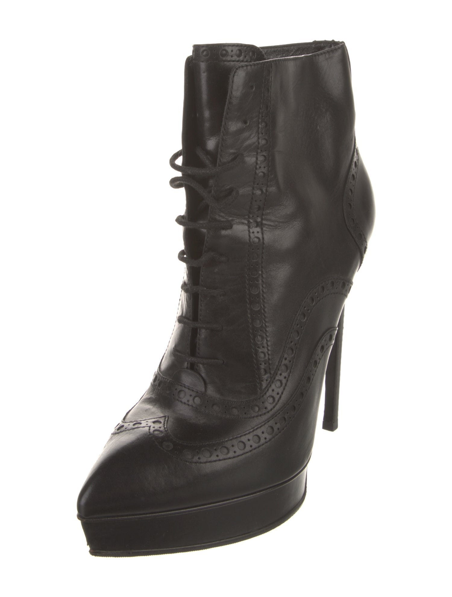 Saint Laurent Leather Lace-Up Boots
