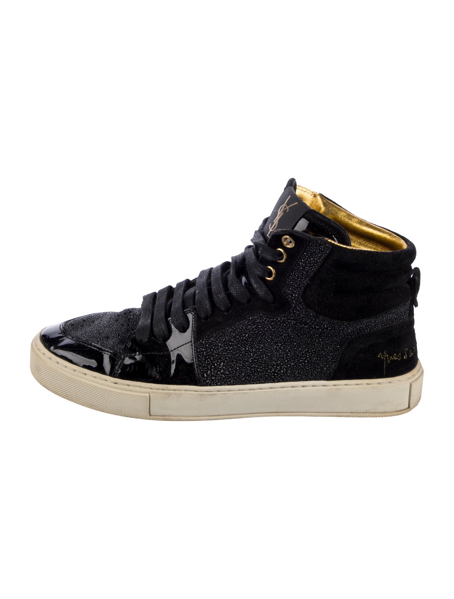 Saint Laurent Suede Leather Trim Embellishment Sneakers