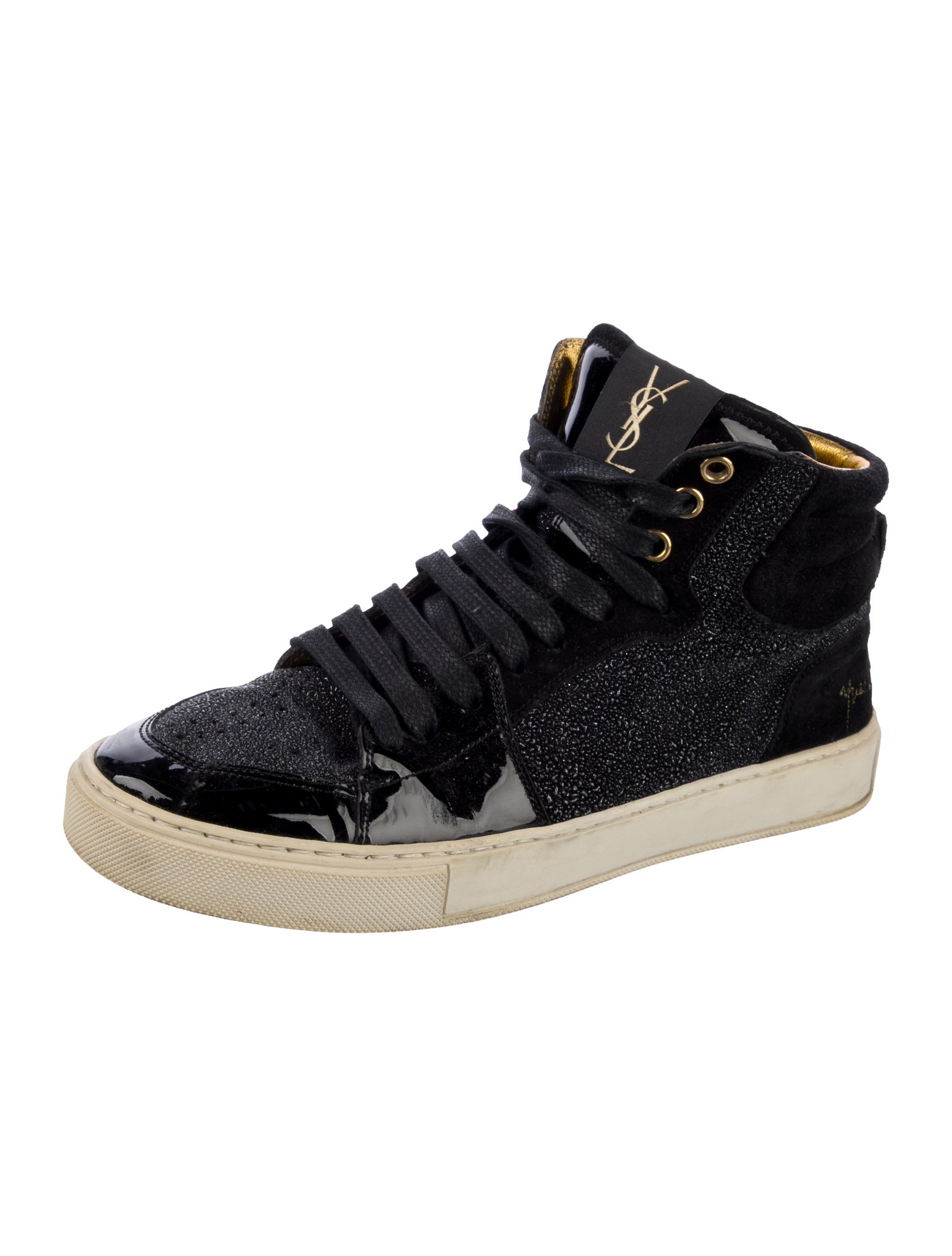 Saint Laurent Suede Leather Trim Embellishment Sneakers