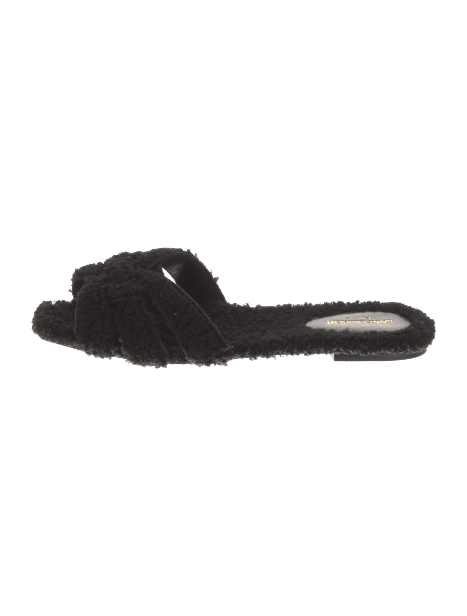 Saint Laurent Shearling Floral Print Slides