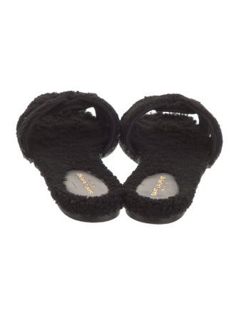 Saint Laurent Shearling Floral Print Slides