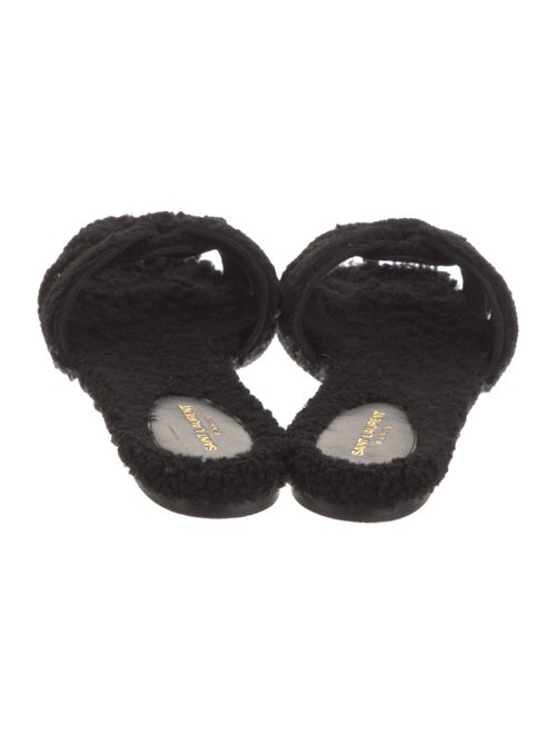 Saint Laurent Shearling Floral Print Slides