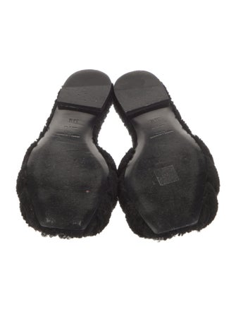 Saint Laurent Shearling Floral Print Slides