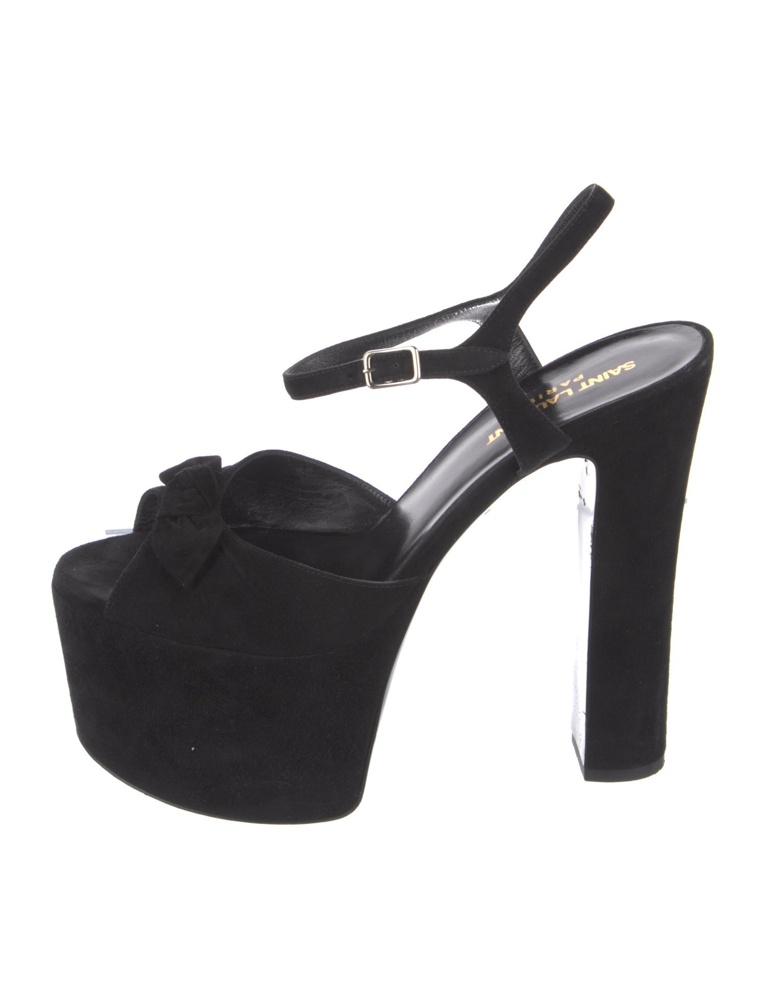 Saint Laurent Suede Bow Accents Slingback Pumps