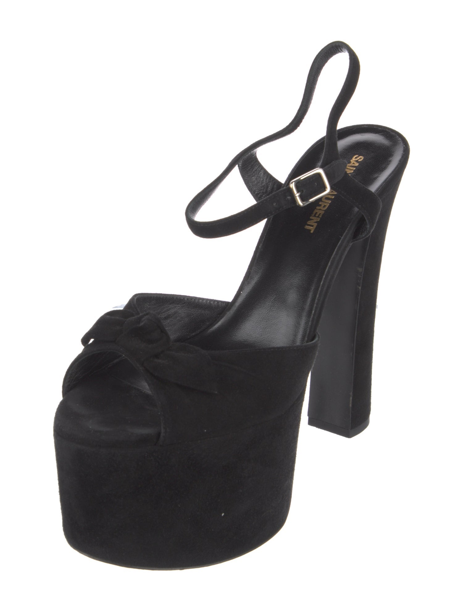Saint Laurent Suede Bow Accents Slingback Pumps