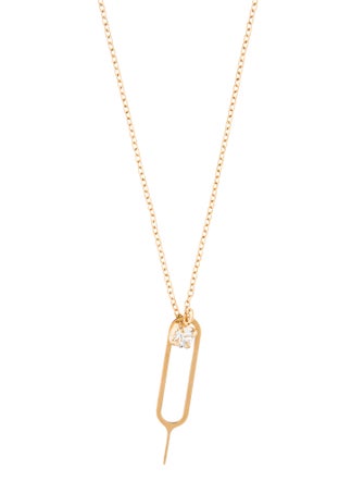 Saint Laurent Crystal Sim Key Pendant Necklace