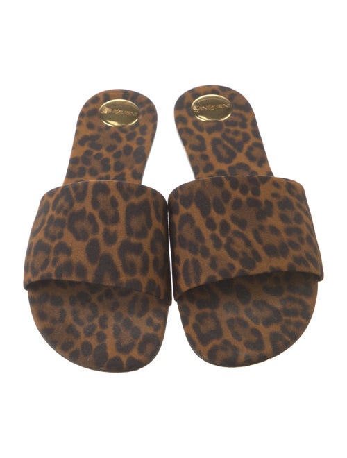 Saint Laurent Canvas Animal Print Slides