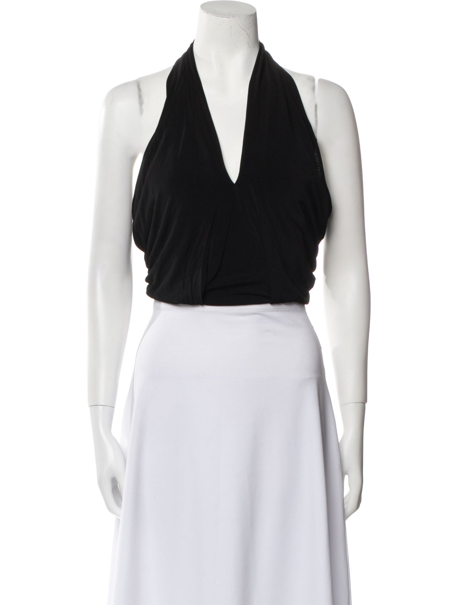 Saint Laurent Leather V-Neck Crop Top w/ Tags