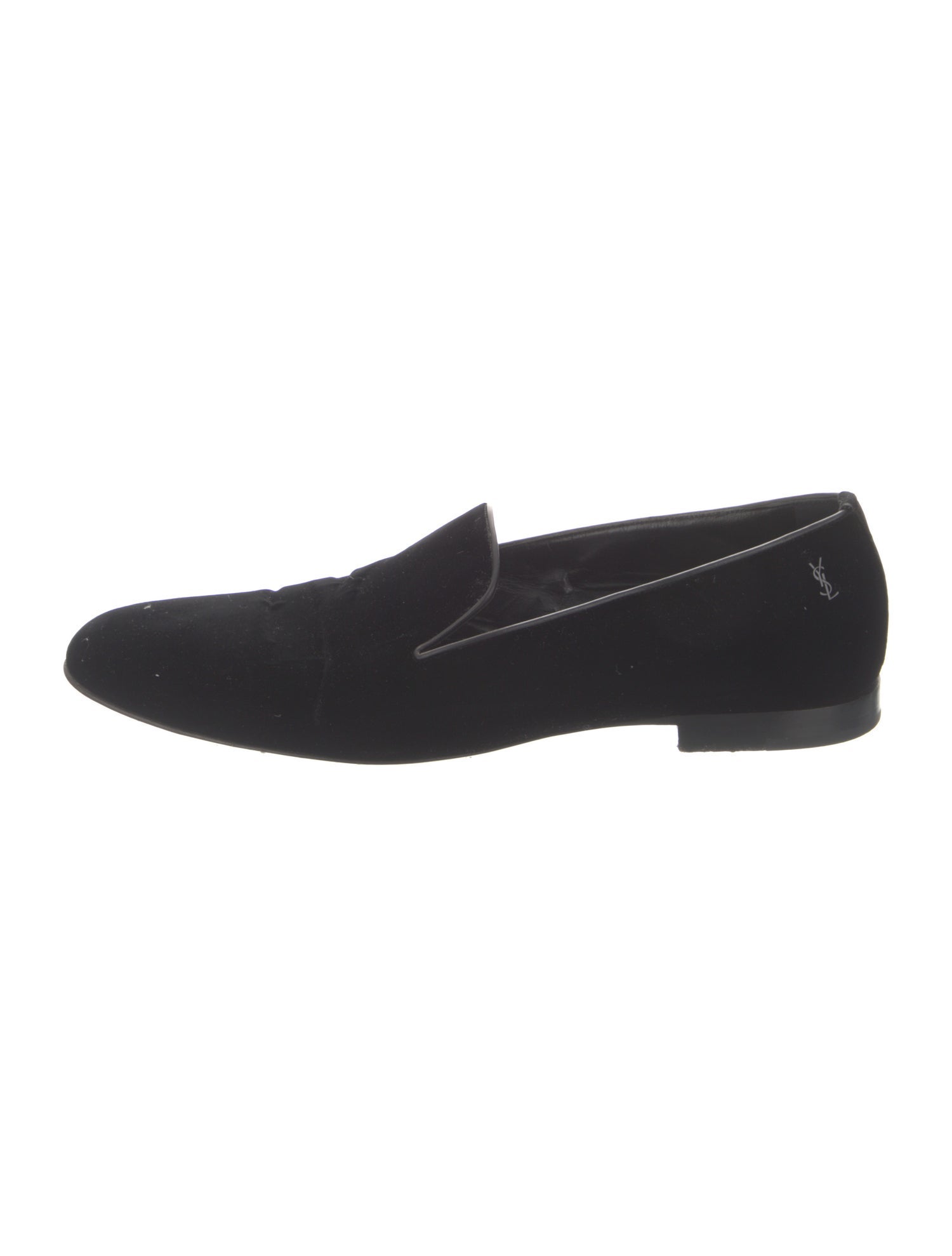 Saint Laurent Velvet Leather Trim Embellishment Loafers