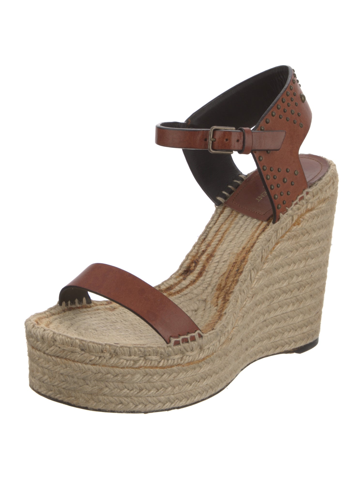 Saint Laurent Leather Studded Accents Espadrilles