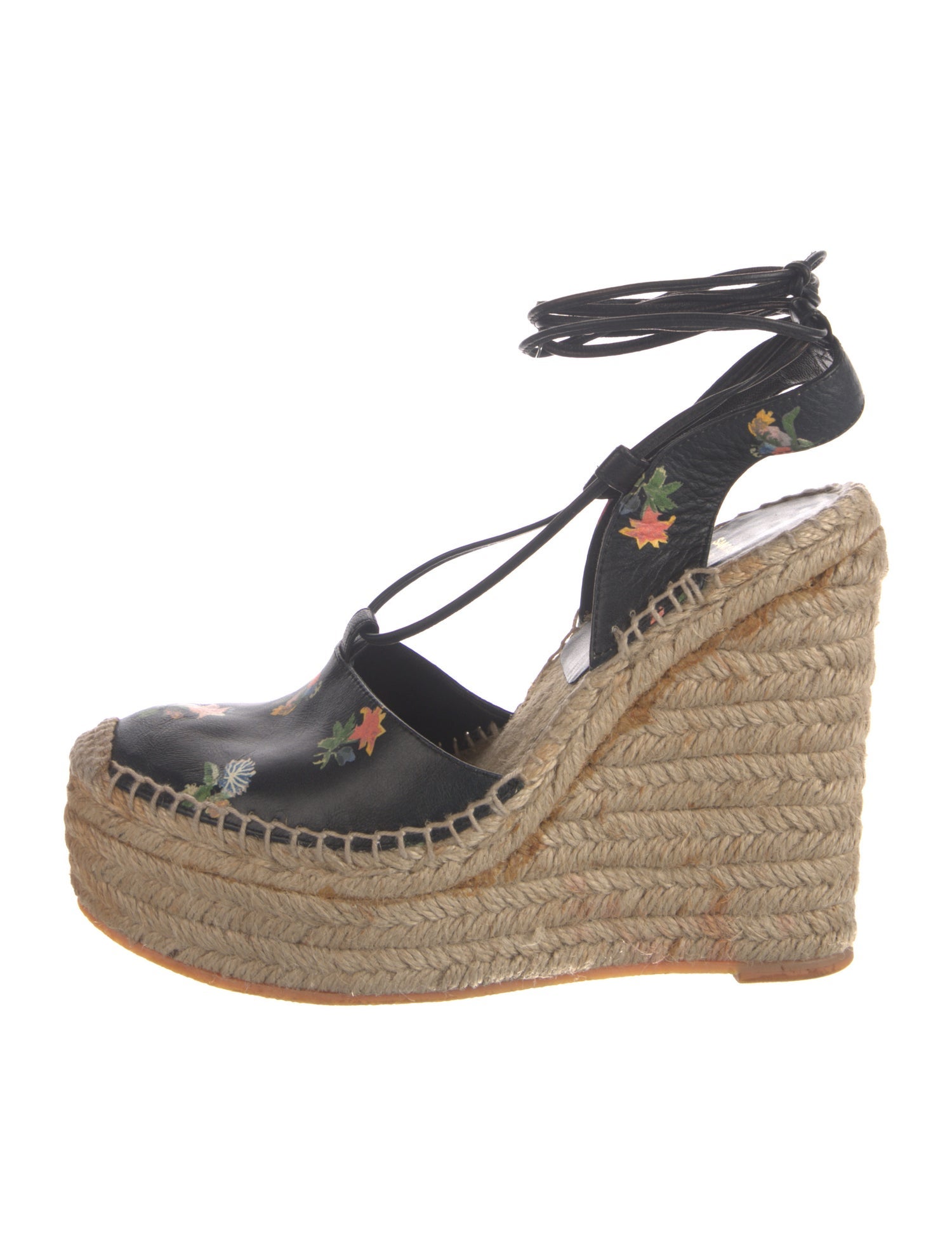 Saint Laurent Leather Floral Print Slingback Pumps