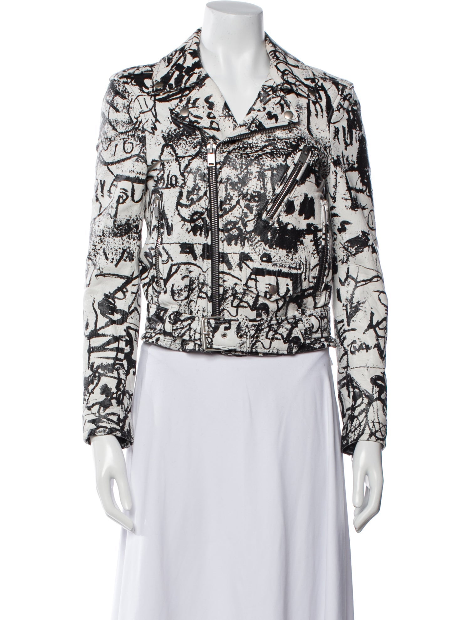 Saint Laurent Leather Printed Biker Jacket