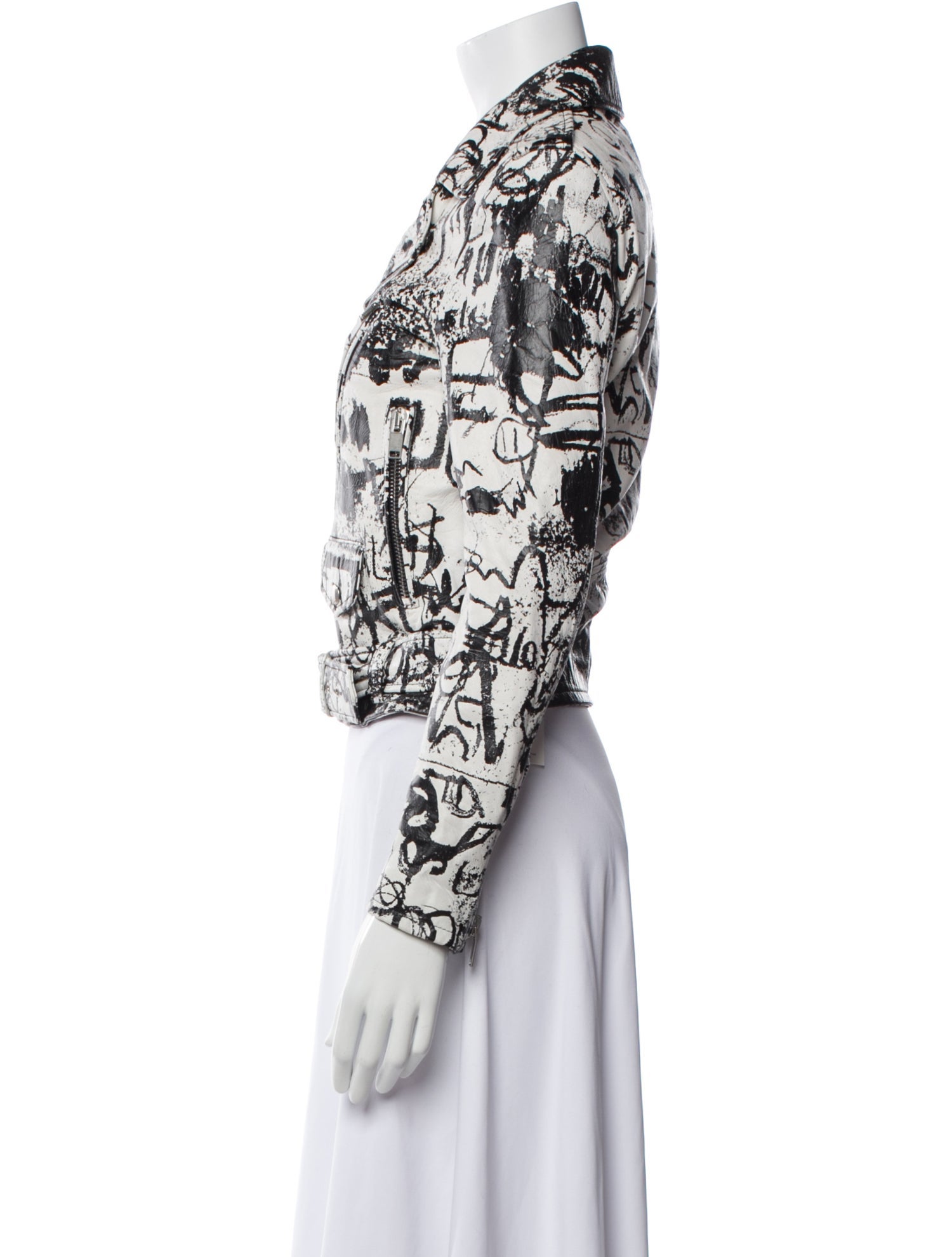 Saint Laurent Leather Printed Biker Jacket