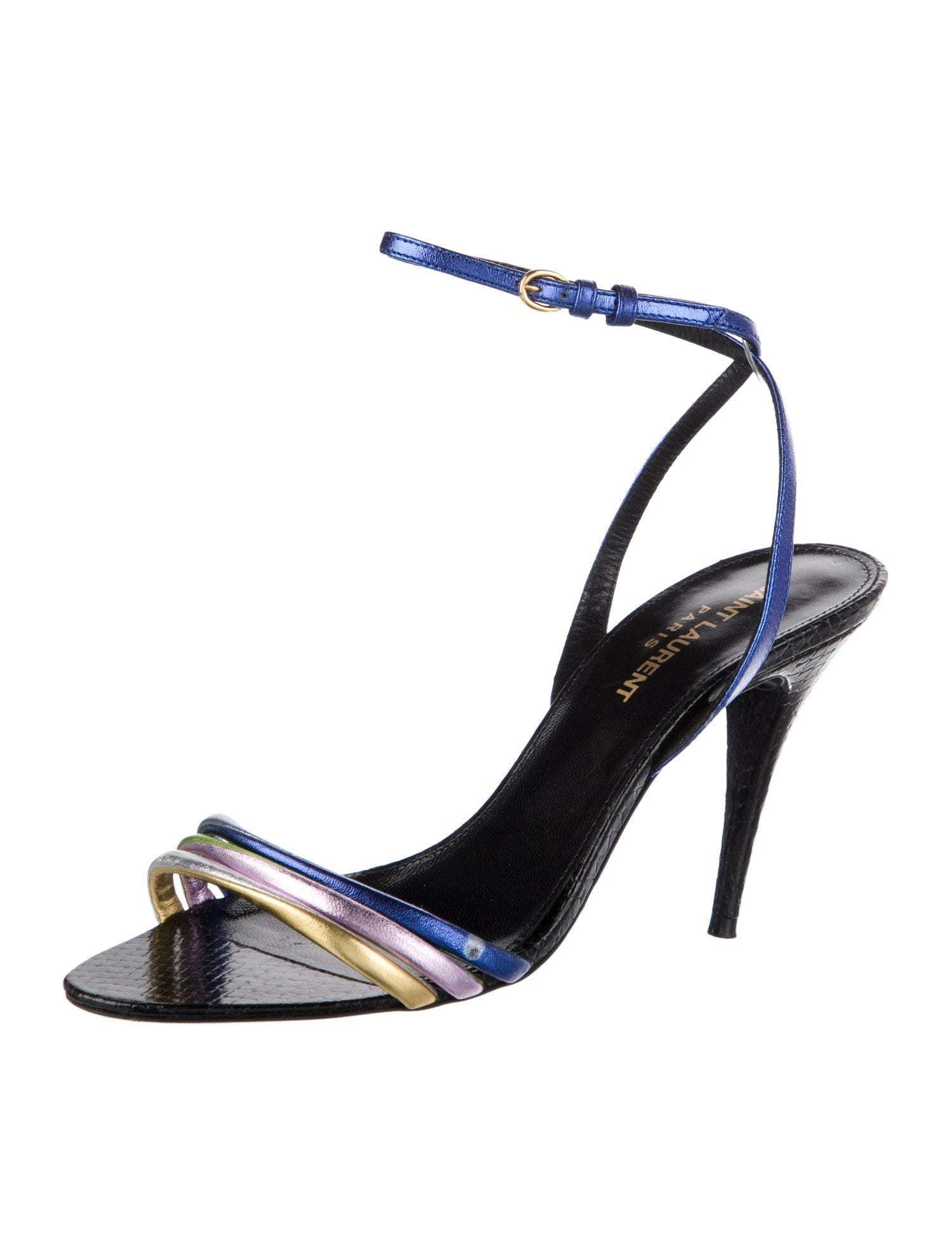 Saint Laurent Leather Colorblock Pattern Sandals