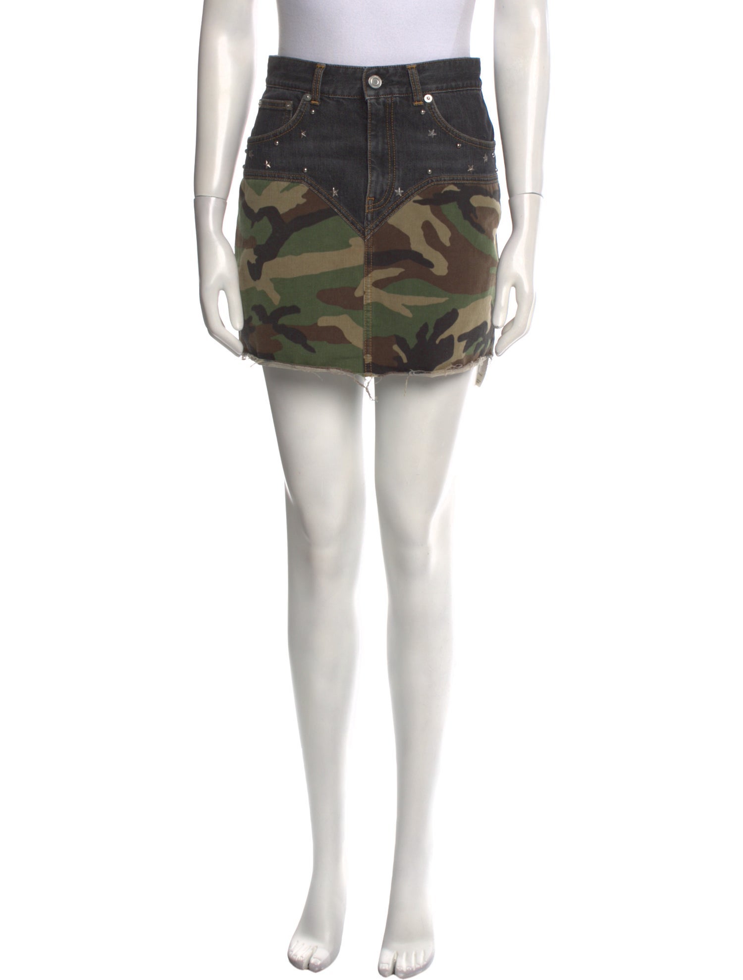 Saint Laurent Camouflage Print Mini Skirt