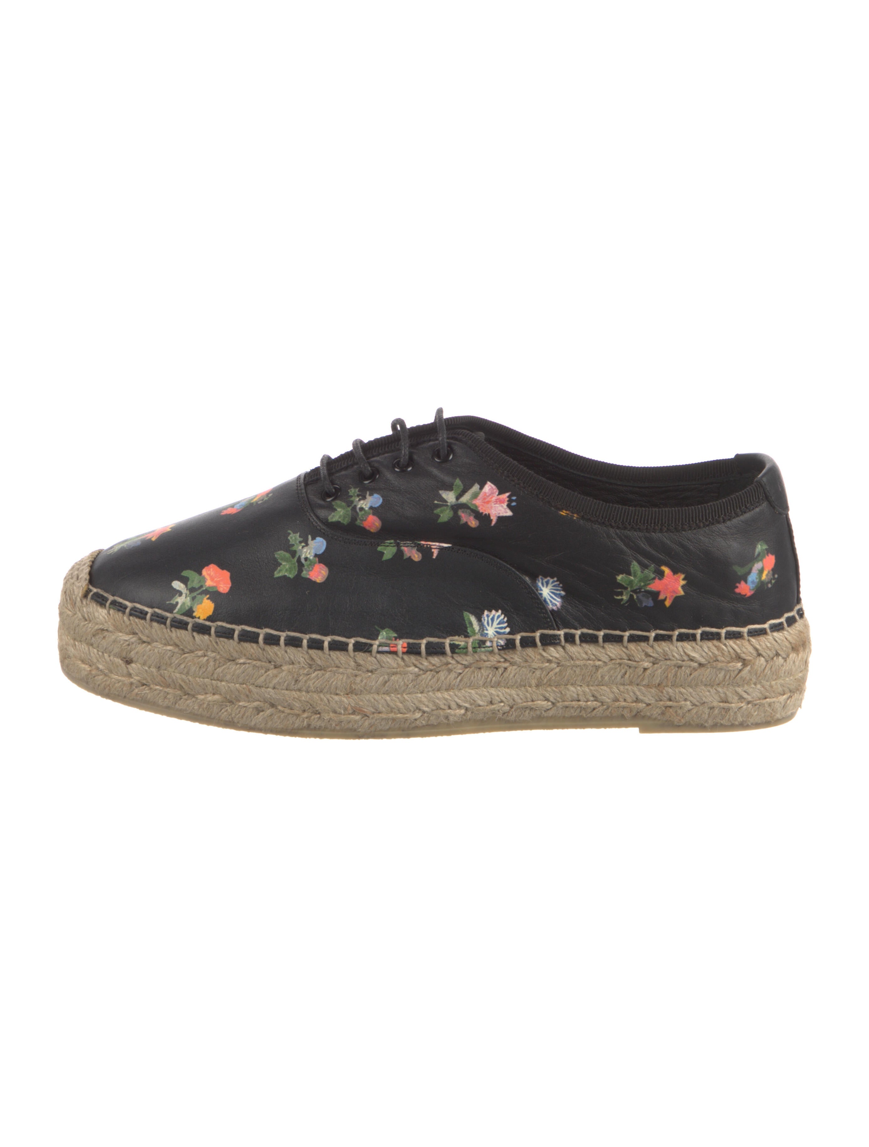 Saint Laurent Leather Floral Print Espadrilles