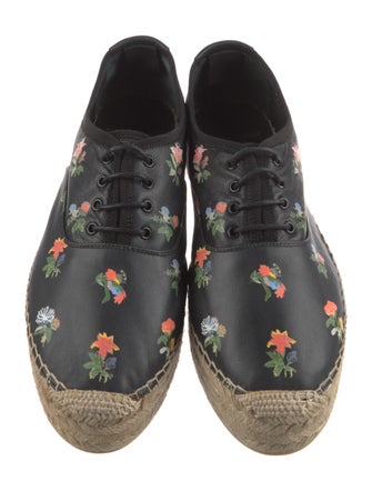Saint Laurent Leather Floral Print Espadrilles