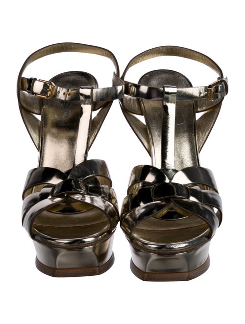 Saint Laurent Patent Leather T-Strap Sandals
