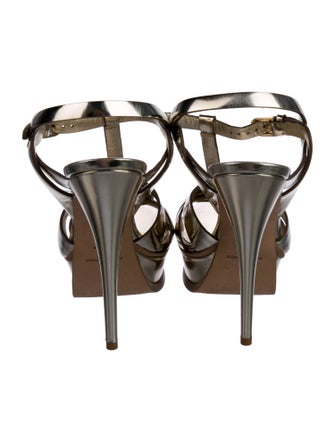 Saint Laurent Patent Leather T-Strap Sandals