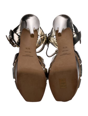 Saint Laurent Patent Leather T-Strap Sandals
