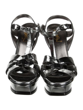 Saint Laurent Patent Leather T-Strap Sandals