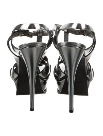 Saint Laurent Patent Leather T-Strap Sandals