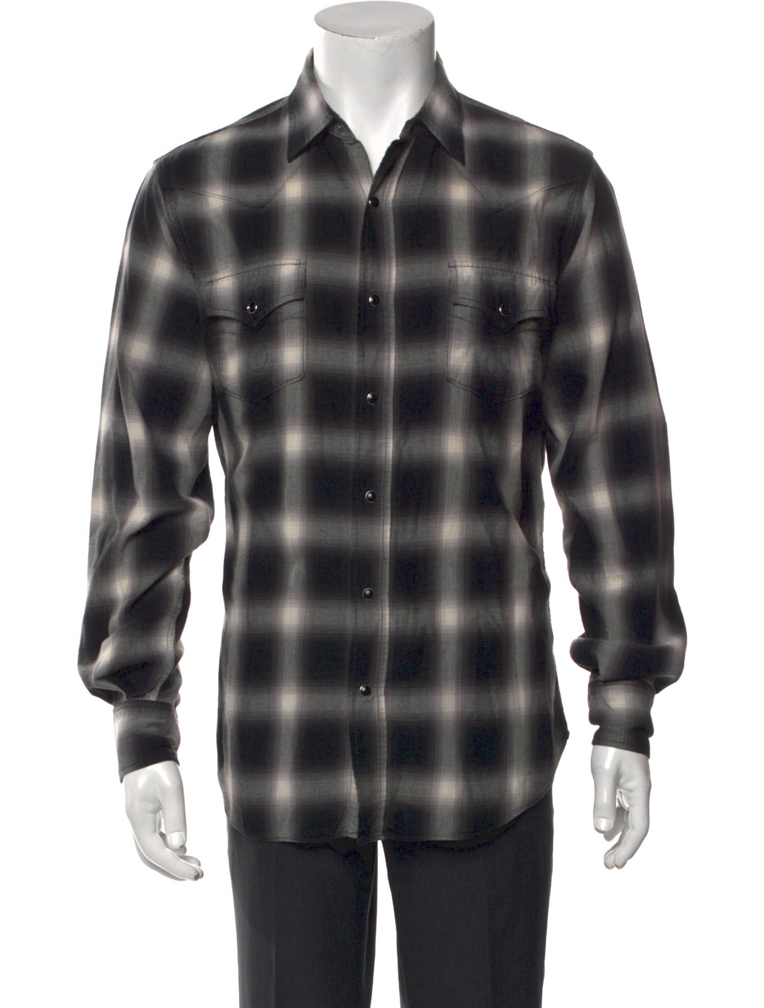 Saint Laurent 2016 Plaid Print Western Shirt