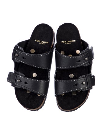 Saint Laurent Leather Studded Accents Slides